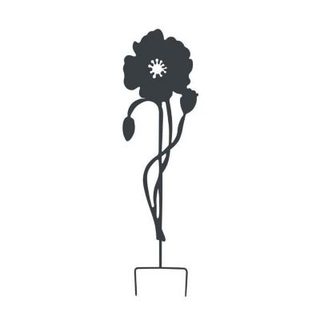 Déco en métal à planter - Coquelicot - 22x70 cm - Anthracite - Acier époxy - Résistant UV