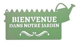 Louis Moulin Pancarte décorative en métal "Bienvenue" - 31x16,5cm - vert pâle