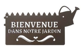 Louis Moulin Pancarte décorative en métal "Bienvenue" - 31x16,5cm - fer vieilli