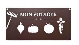 Louis Moulin Pancarte décorative en métal "Mon potager - 25x12,5cm - fer vieilli