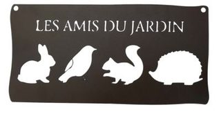Louis Moulin Pancarte décorative en métal "Les amis du jardin" - 25,5x12,5cm - fer vieilli