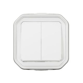 Double interrupteur Legrand Plexo blanc en saillie