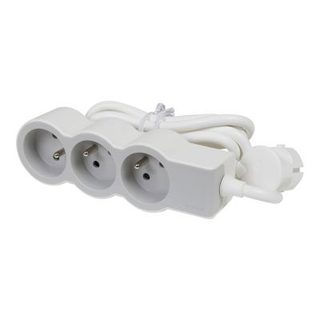 Multiprise 3 prises Legrand blanc et gris 1.5 m
