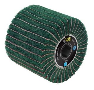 Brosse mixte fibres synthétiques G240 et lamelles abrasives G120 diam 120 mm L100 mm 110863