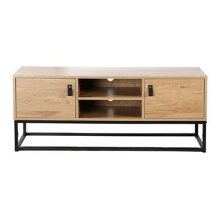 Meuble TV Décor Chêne 2 Portes 2 Niches L120 cm - JILL