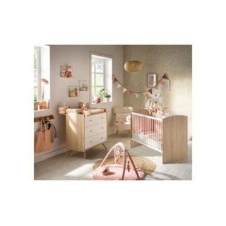 Lit bebe SAUTHON Access 120 x 60 cm Bois-Blanc commode 3 tiroirs