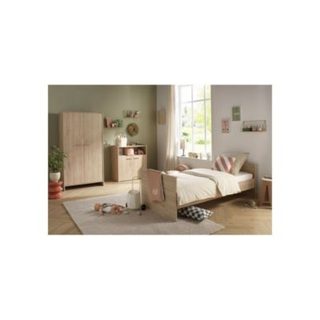 Lit bebe SAUTHON Adele 120x60 cm transformable, commode et armoire hetre creme