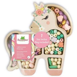 Coffret perles licorne Sycomore 170 perles bois 3 m fil