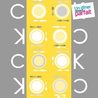 Lot de 20 Serviettes en Papier "Cook" 38x38cm Gris & Jaune