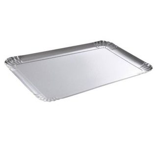 Lot de 3 Plateaux en Carton "Rectangle" 28x42cm Argent