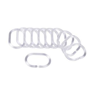 Lot de 12 Anneaux de Rideau de Douche Translucides "Vitamine II" 6cm Blanc