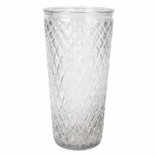 Vase Déco en Verre "Relief Losange" 23cm Transparent