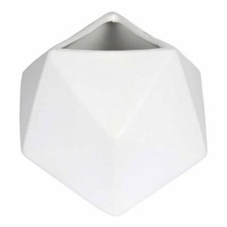 Vase Déco en Céramique "Geometrik" 19cm Blanc