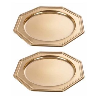 Lot de 2 Plateaux Déco "Octogonaux" 30cm Or