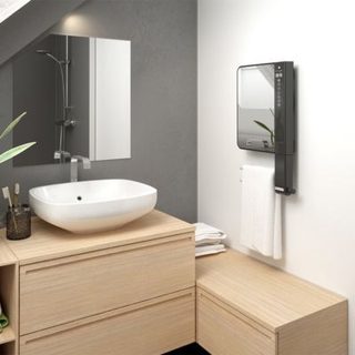 Sèche-serviettes Illico 3 soufflant 1800W gris ardoise compact avec barres-491373