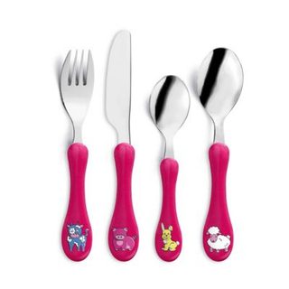 Tube 4 couverts de table enfant Fuchsia - Enfant Fushia par Pradel Essentiel