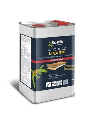 Colle néoprène liquide AGOPLAC 5L - BOSTIK - pour placage stratifié - pour matériaux divers