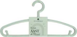 6 Cintres enfant en plastique vert H.13 x L.28 cm