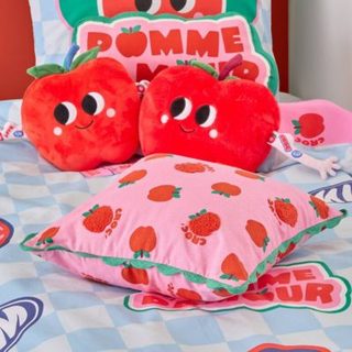 Coussin Cha Cha Pop 40x40 cm Rose Imprimé Pomme - Atmosphera Créateur d'intérieur