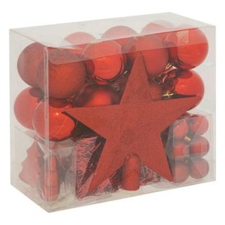 Pack boules de noël avec étoile rouge Feeric Light & Christmas - 44 pièces