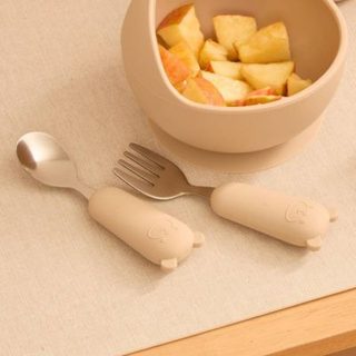 Set couverts cuillère et fourchette Yum l.16,5cm beige - Atmosphera Créateur d'intérieur