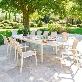 Table de jardin 12 places Evasion extensible lin argile - Hespéride