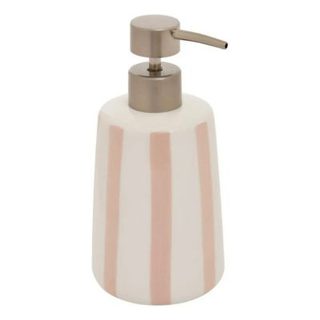 Distributeur de savon Strio à rayures rose blé 400ml - 5five