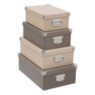 Lot de 4 boîtes unies Box' rectangulaires beige - 5five