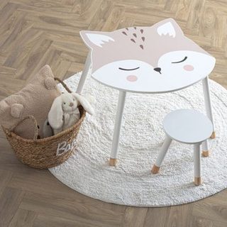 Table enfant "Douceur" renard blanc 62x64cm - Atmosphera Créateur d'intérieur