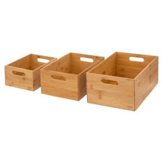 3 paniers rectangulaire angle bambou - 5five