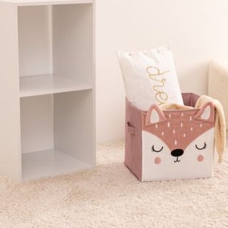 Bac de rangement biche rose 29x29cm - Atmosphera Créateur d'intérieur