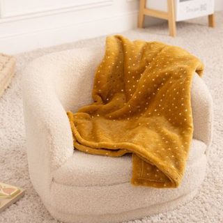 Plaid Oya 75x100cm flanelle ocre - Atmosphera Créateur d'intérieur