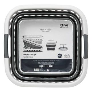Corbeille à linge pliable 40L gris et blanc - 5five