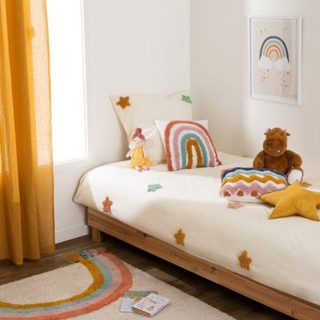 Coussin enfant "Arc-en-ciel" coton 40x40cm - Atmosphera Créateur d'intérieur