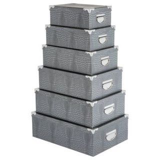 6 boîtes coin métal "Croco" gris - 5five