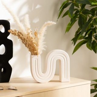 Soliflore "Olme" en céramique H24,8cm blanc - Atmosphera Créateur d'intérieur