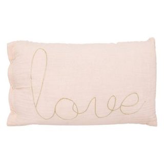 Coussin rectangulaire "Lili" en gaze de coton 50x30cm rose - Atmosphera Créateur d'intérieur