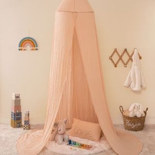 Ciel de lit "Lili" en gaze de coton H 250cm rose - Atmosphera Créateur d'intérieur