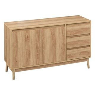 Buffet placard 3 tiroirs effet chêne naturel "Abana" - 5five