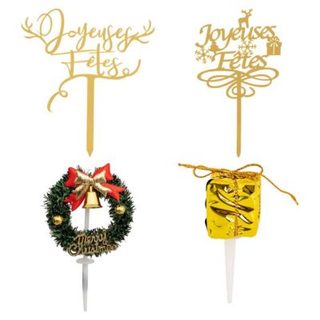 Lot de 4 décorations pâtisserie Noël - 5five
