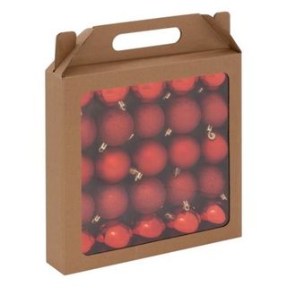 Boule de noël rouge effet lisse et relief à paillettes ∅60mm Feeric Light & Christmas - 25 pièces