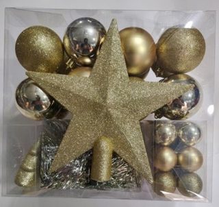 Pack boules de noël avec étoile or Feeric Light & Christmas - 44 pièces
