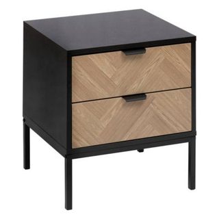 Chevet "Chevrons" 2 tiroirs effet pin naturel et noir 50x45cm - 5five