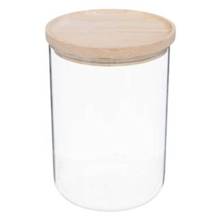Bocal "Hermet" 1,6L en verre avec couvercle hermétique hévéa - 5five