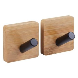 2 patères adhésives "Stiky" en métal et bamboo - 5five
