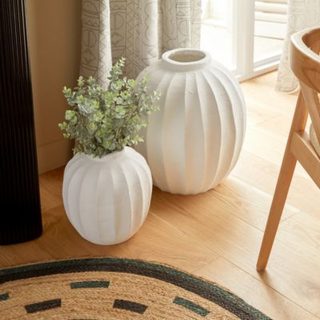 Vase boule "Amia" céramique blanc H28cm - Atmosphera Créateur d'intérieur