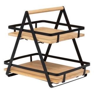 Étagère "Ordera" 2 niveaux avec anse en bambou noir - 5five