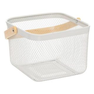 Corbeille carrée "Mayaj" en métal beige et blanc 26x24,5cm - 5five