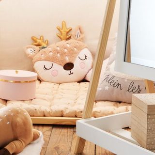 Coussin enfant biche marron 31x38cm - Atmosphera Créateur d'intérieur