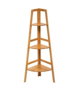 Etagère de rangement d'angle 3 niveaux en Bambou H 103 cm